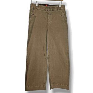 Spanx Pull-on Pants Size L Stretch Twill Cropped Wide Leg Brown Khaki